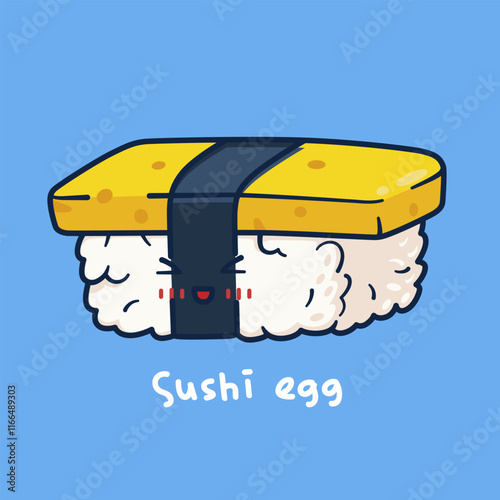 Cute cartoon character of nigiri sushi egg.