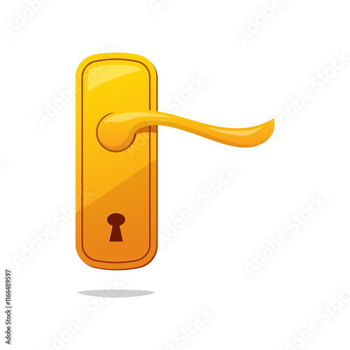Yellow door handles vector isolated on white background.