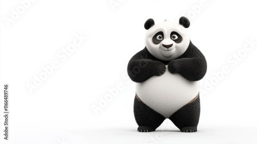 cute animation of panda full body stock image, isolated on a white background photo