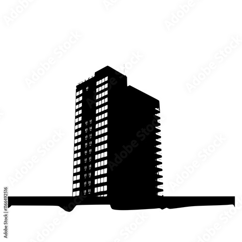 Silhouette of a Modern Apartment Building