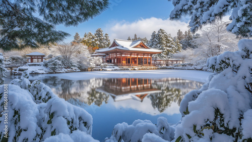 Wallpaper Mural 雪景色の平等院鳳凰堂 Torontodigital.ca