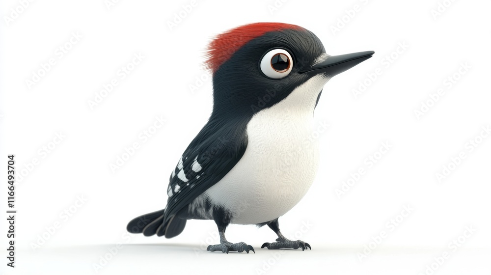 cute animation of woodpecker full body stock image, isolated on a white background cute animation of woodpecker full body stock image, isolated on a white background