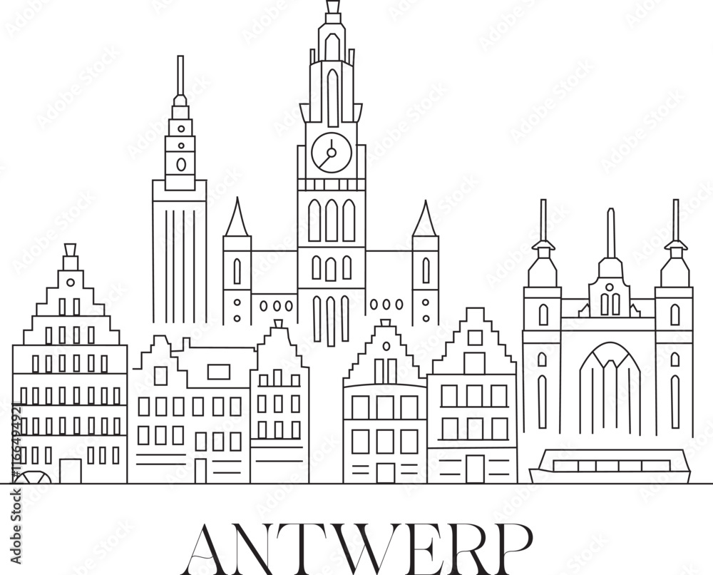 Antwerp City Line Draw Simple Minimalist Antwerp City Line Draw Simple Minimalist