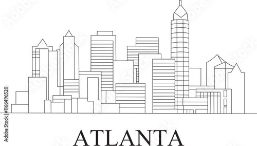Atlanta City Line Draw Simple Minimalist 