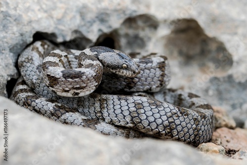 European Cat snake (Telescopus Fallax) or Soosan Snake, on the island of Malta. photo