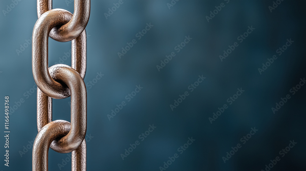 Strong metal chain links against blurred background, symbolizing connection Strong metal chain links against blurred background, symbolizing connection