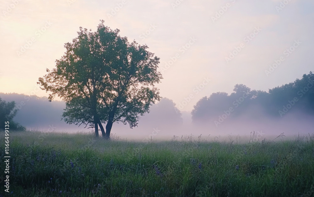 sunrise in the fog