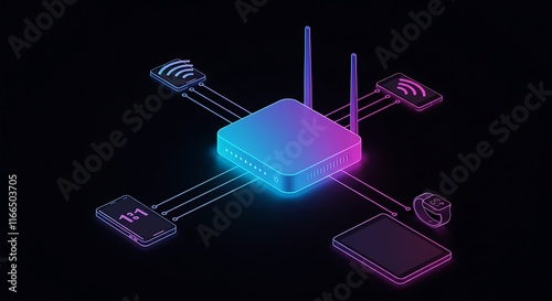 Wireless Network Smart Home IoT Devices Internet of Things 5G Technology Digital Devices Neon Glow