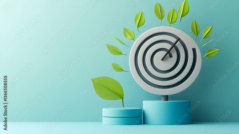 Obraz premium Clock with leaves symbolizing time and nature's growth.