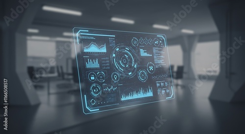 Futuristic Holographic Interface Business Data Analytics Dashboard