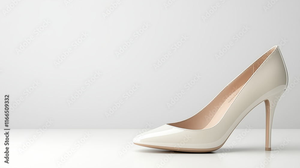 Elegant high heel shoe with glossy finish, perfect for formal occasions Elegant high heel shoe with glossy finish, perfect for formal occasions
