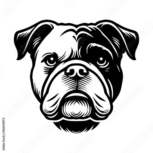 "adorable and detailed bulldog vector illustration with wrinkled face and muscular build for designs"