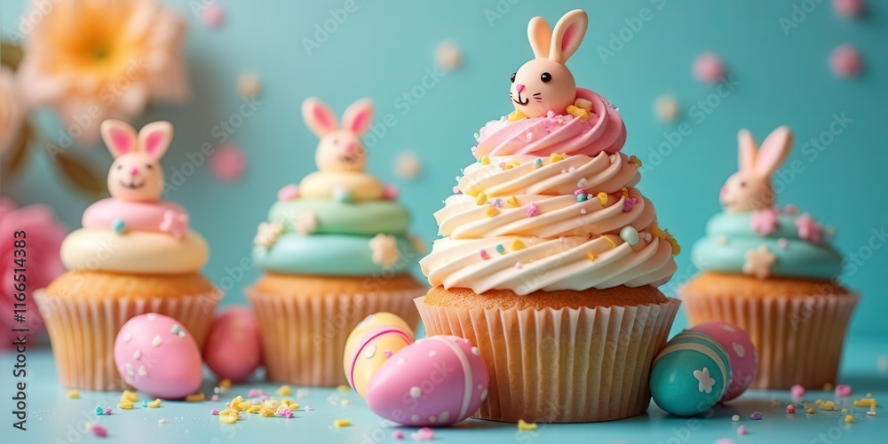 Adorable Easter Bunny Cupcakes and Eggs Adorable Easter Bunny Cupcakes and Eggs