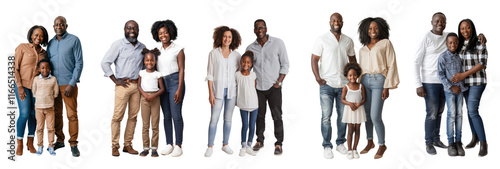PNG Diverse happy families smiling together, element set on transparent background