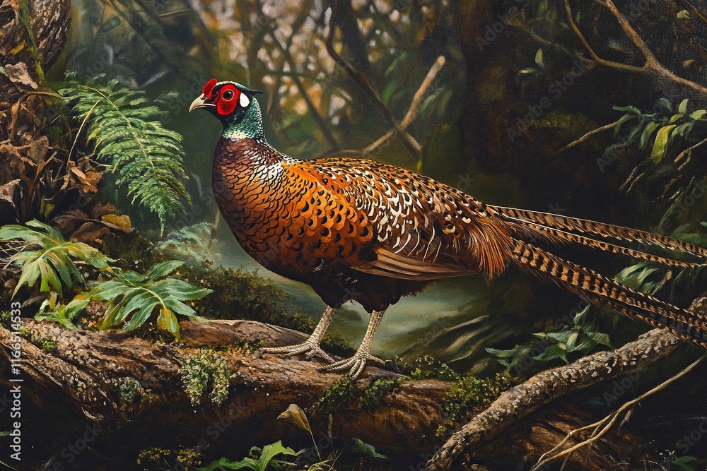 Fototapeta premium Birds - Common Pheasant (Phasianus colchicus) - female with generative ai