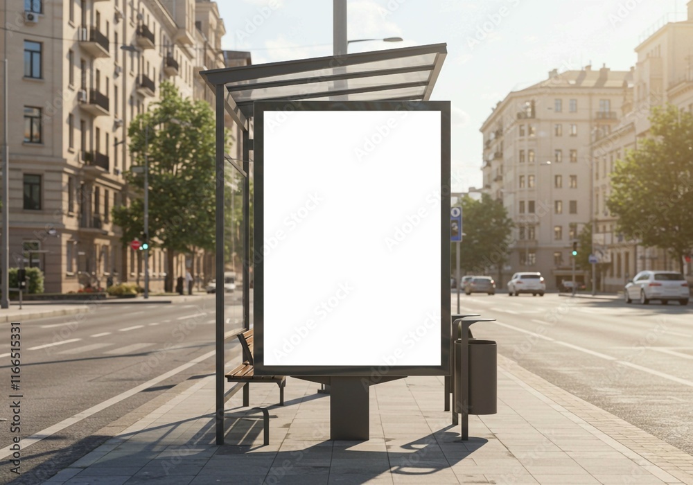 The image captures the potential reach of a bus stop billboard in a busy urban environment The image captures the potential reach of a bus stop billboard in a busy urban environment