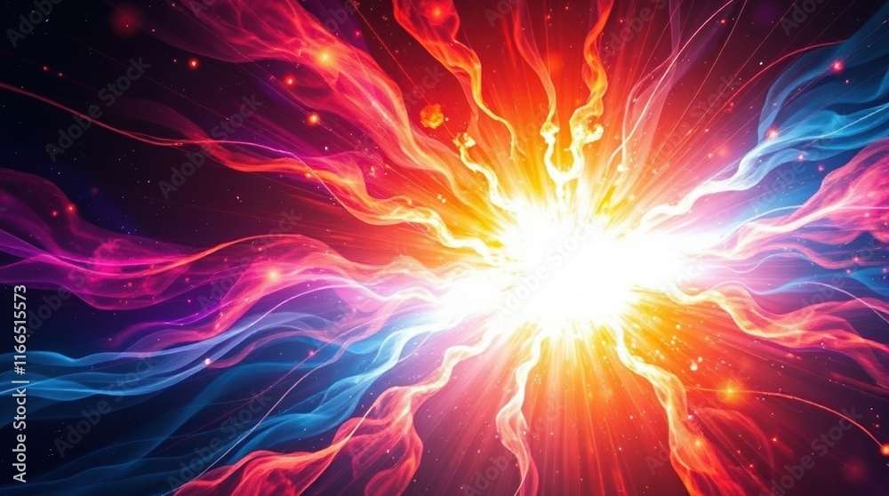 Obraz premium Vibrant Supernova Explosion with Cosmic Waves