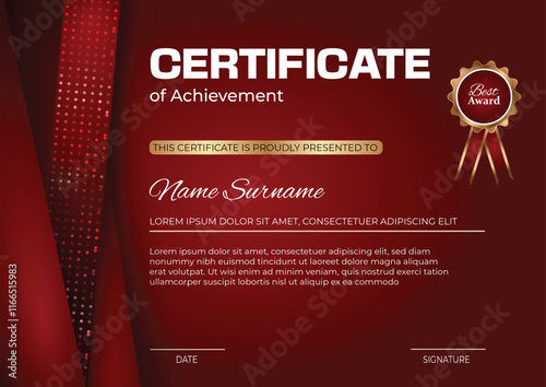 Academic and business certificate of achievement award, good employee, HR letter