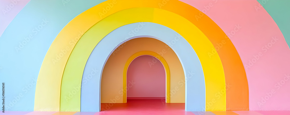 Rainbow archway, pastel colors, whimsical backdrop Rainbow archway, pastel colors, whimsical backdrop