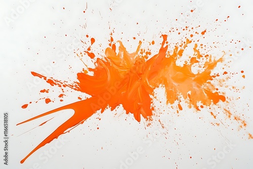 Deep orange paint spot isolated on white background