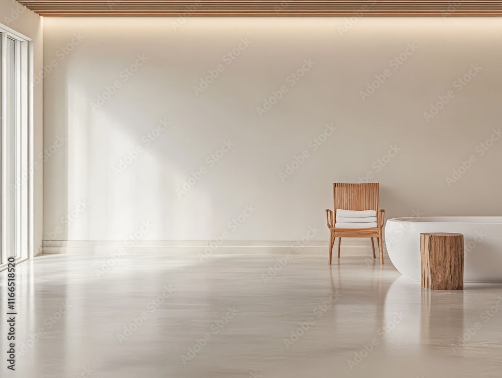 Fototapeta premium Modern minimalist interior featuring sleek furniture in a bright spacious room