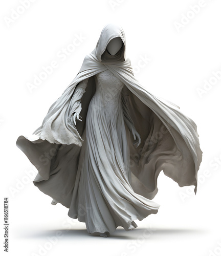 a female ghost with cloak 