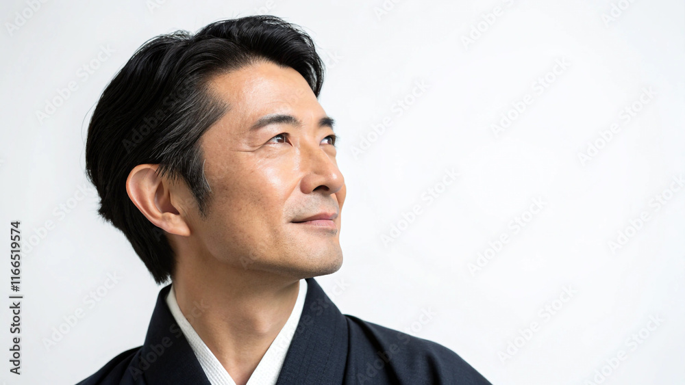 Captivating Portrait of a Beautiful Japanese Man Set Against a Clean White Background Captivating Portrait of a Beautiful Japanese Man Set Against a Clean White Background
