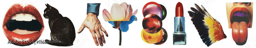 PNG Eclectic collage art expression, element set on transparent background