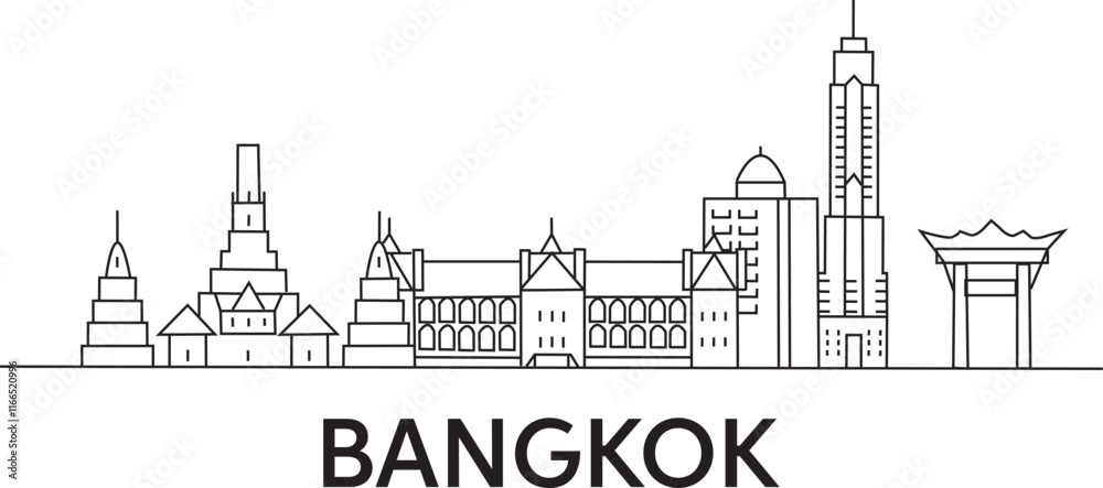 Obraz premium Bangkok City Line Draw Simple Minimalist