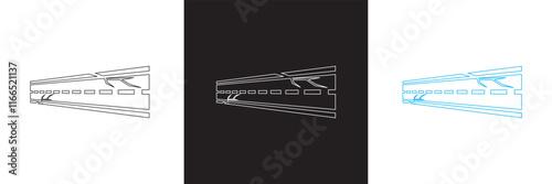 Broken road icon. Element of road and bridges construction. isolated on white and black background. vector illustration. EPS 10