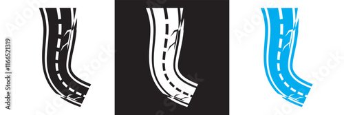 Broken road icon. Element of road and bridges construction. isolated on white and black background. vector illustration. EPS 10