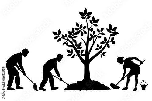 Eco Initiatives: Community Clean-Up & Tree Planting Vector Art photo