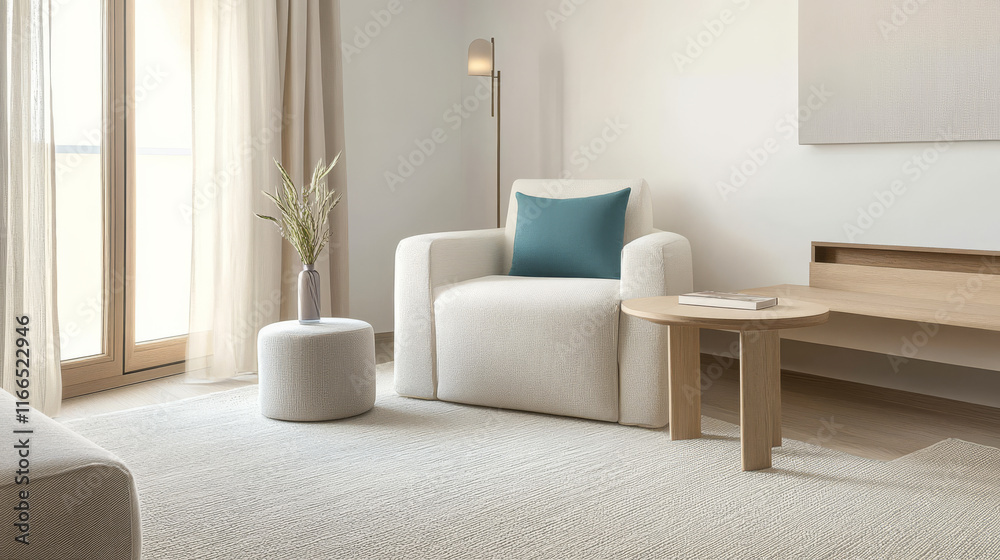 Cozy and modern living room with natural light and minimalistic decor Cozy and modern living room with natural light and minimalistic decor