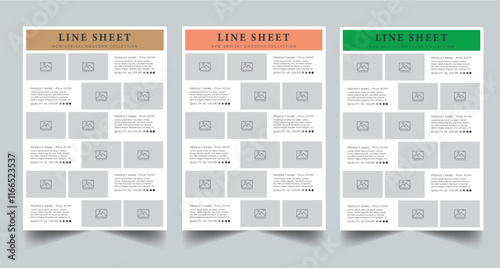 Product Catalog Design, Product Line Sheet Template, Wholesale Template Layout with 3 page