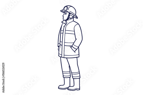 Professional Firefighter Line Art Vector for Branding and Design