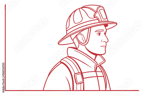 Professional Firefighter Line Art Vector for Branding and Design