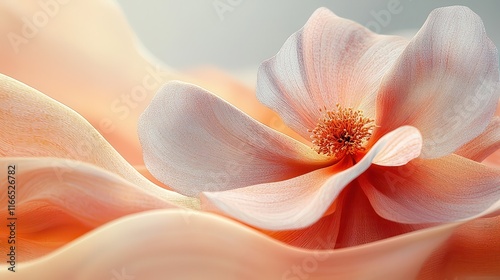 [Soft silhouettes gentle understated soft] Vibrant Orange Pink Flower Close-up Macro Shot Soft Background photo