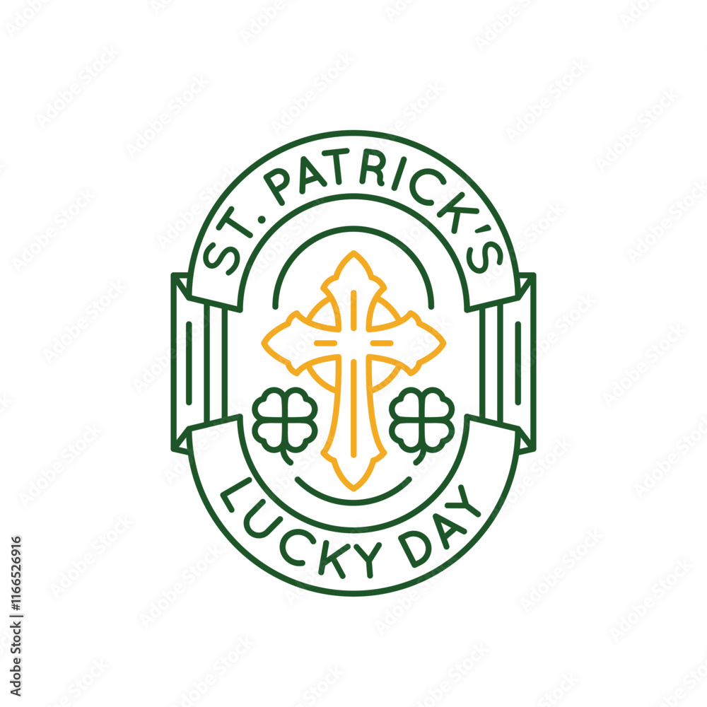 Simple Logo with St Patricks lucky day icon. Simple Logo with irish cross icon for social media, app, and web design. Vector illustration