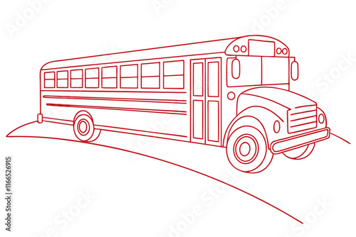 Modern School Bus Line Art Illustration on a Crisp White Background photo