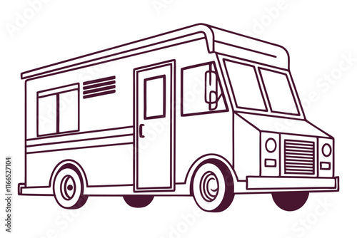 Minimalist Food Truck Art. Single Line Drawing with a Clean Aesthetic