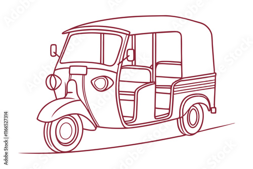 Tuk Tuk Line Drawing. Modern Minimalist Art Design