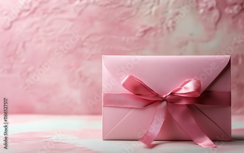 Valentines Day decoration template featuring a pink envelope, soft pastel colors, and a stylish banner template for a romantic theme or love note