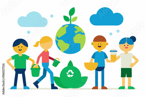Eco Lifestyle: Green Practices Vector Illustration photo