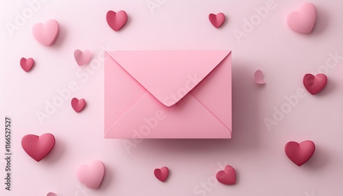 Valentines Day decoration template with a pink envelope illustration, soft pastel background, and a banner template design perfect for a romantic theme