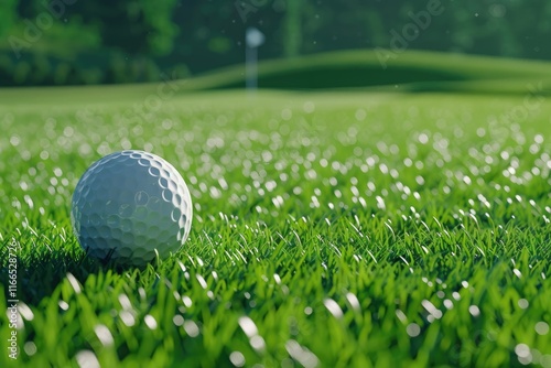 Pixel Perfect Image of Golf Ball on the Grass of the Golf Club Ready for Play photo