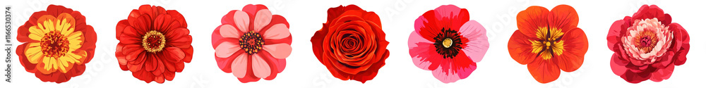 PNG Vibrant floral collection display, element set on transparent background PNG Vibrant floral collection display, element set on transparent background
