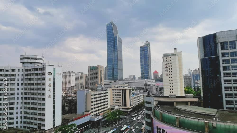 Kunming Plaza Business Building time lapse in Yunnan showcases urban development over time Kunming Plaza Business Building time lapse in Yunnan showcases urban development over time