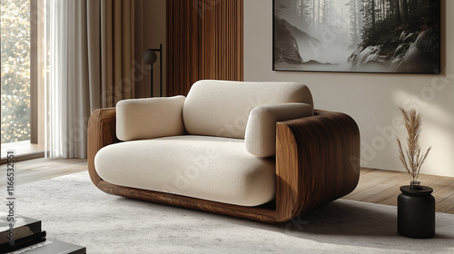 Minimalistic Living Room Chair with Sleek Modern Aesthetic and Premium Materials.