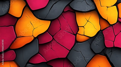 Abstract Cracked Surface with Vivid Orange Pink and Gray Hues