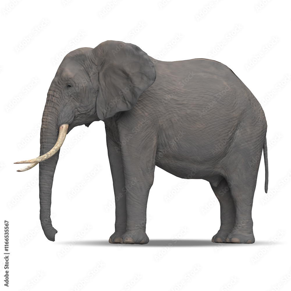 Obraz premium African elephant 3D illustration side view